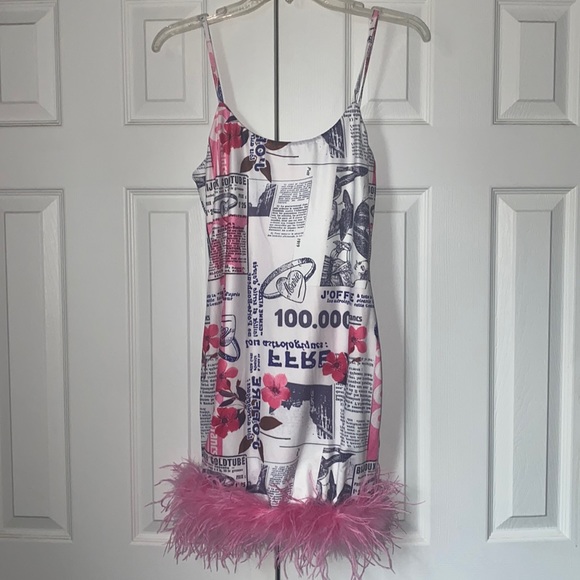 Feather Trim Dress - Picture 2 of 4